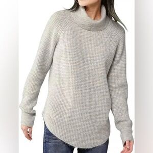 Kuhl Women's Light Gray Waffle Knit Cowl Neck Sweater